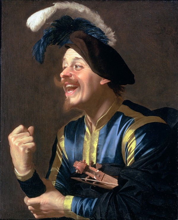 Portrait of a Laughing Violinist by Gerrit van Honthorst